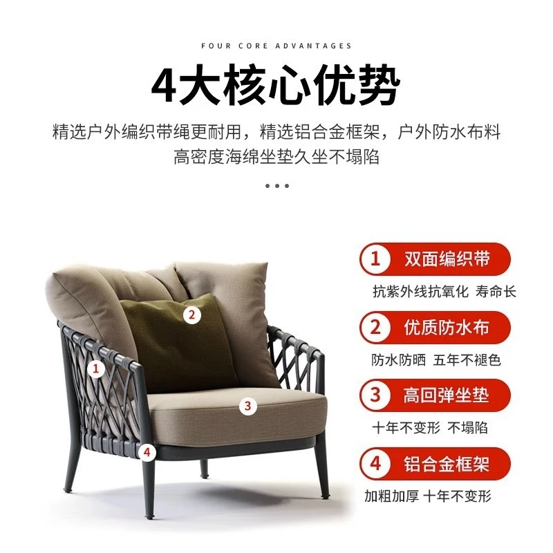 북유럽 스타일 심플 레저 소파 야외 라탄 소파 마당용, 소파와 커피 테이블 조합 가구