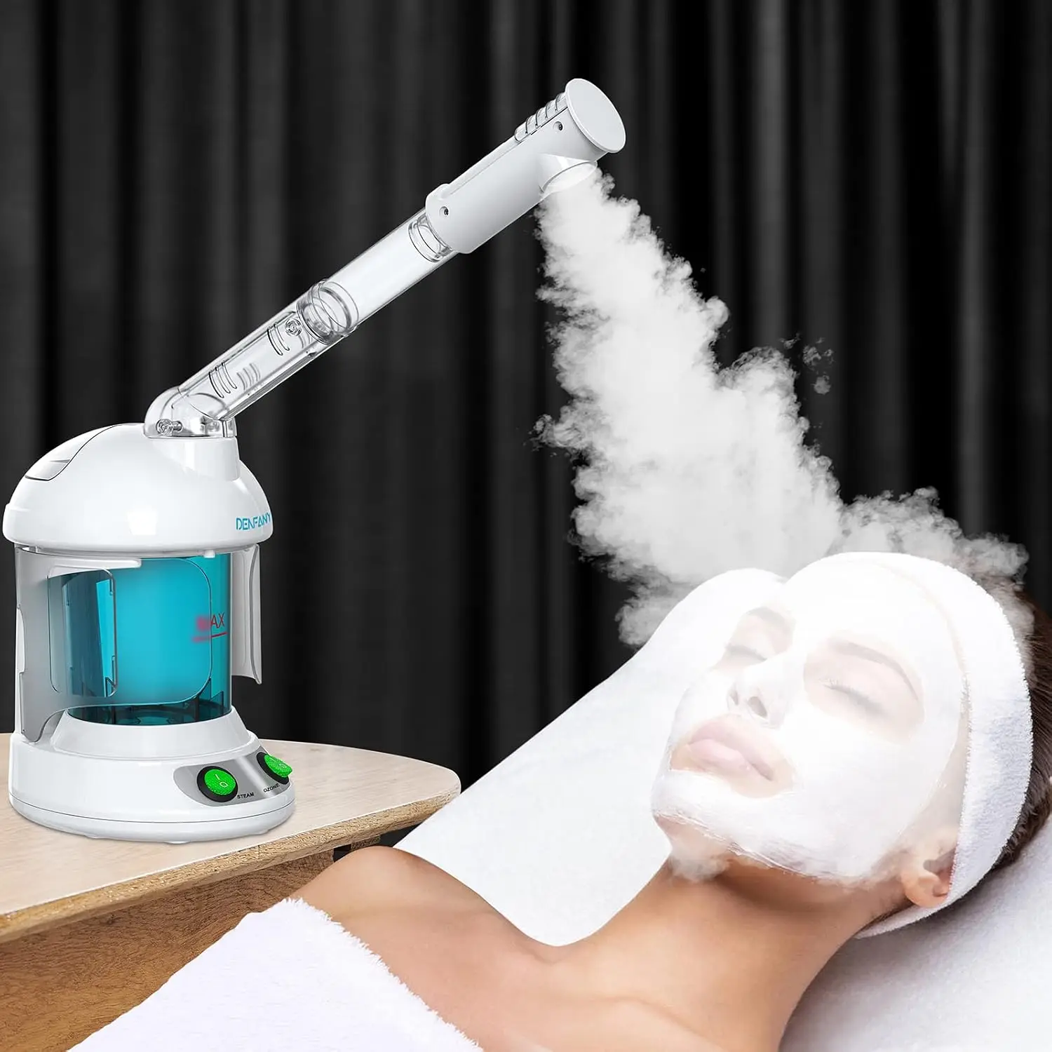 

Portable Nano Ionic Facial Steamer with Extendable Arm and Essential Oil Diffuser for Home Spa Care