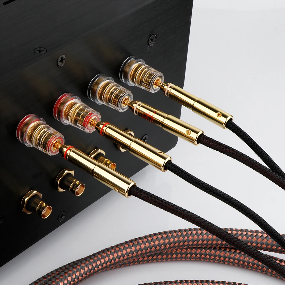 1 par de cables de altavoz HIFI Accuphase, cable de altavoz de Audio OCC de cobre puro, 2 a 2 cables de altavoz con enchufe Banana chapado en oro