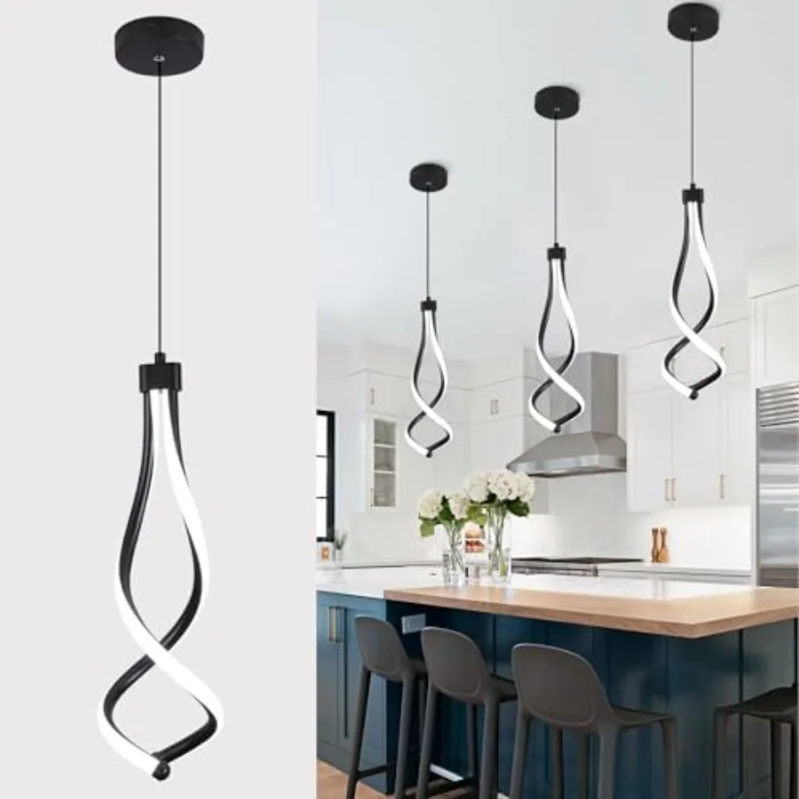 

Spiral Led Pendant Lights 14W White 6000K Modern LED Pendant Light Fixture for Kitchen Island Stylish Chandelier for Kitchen Di