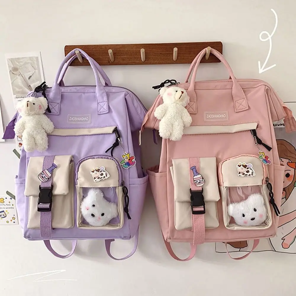 Mochilas escolares de nailon para adolescentes, bolsos de hombro para estudiantes, bolsos escolares de dibujos animados para mujeres, mochilas para portátiles, bolsos de hombro para niñas