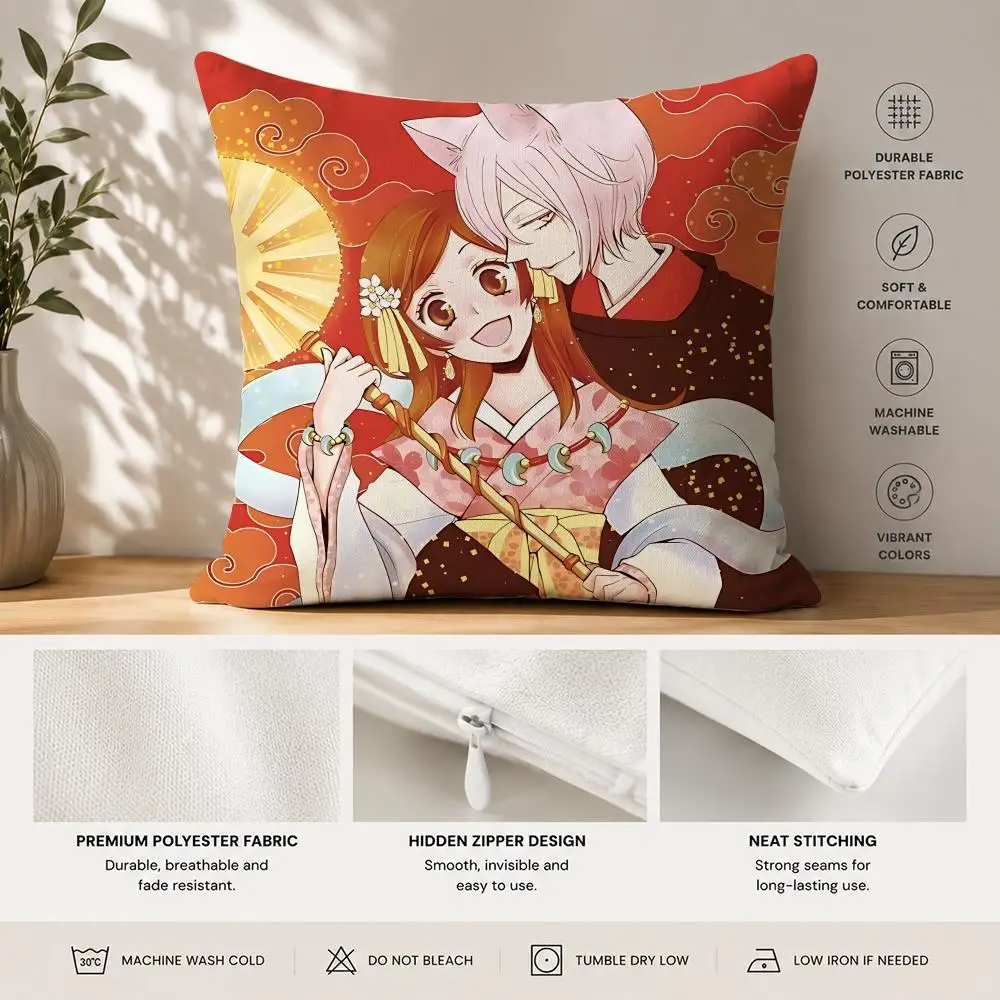 Kamisama Kiss Cartoon Cushion Cover 40x40cm Square Decorative Sofa Cushion Cover Bedroom Living Room Home Decor Gift