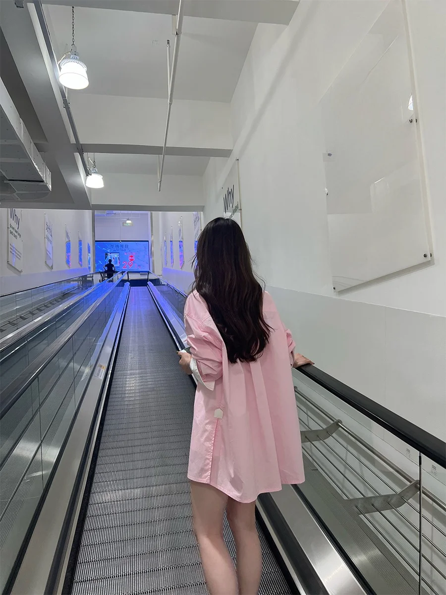 

Romi Studio High Quali Spring Summer Thin irt Stand ape Simple Sle Cotton Casual Long Sve Women's irt