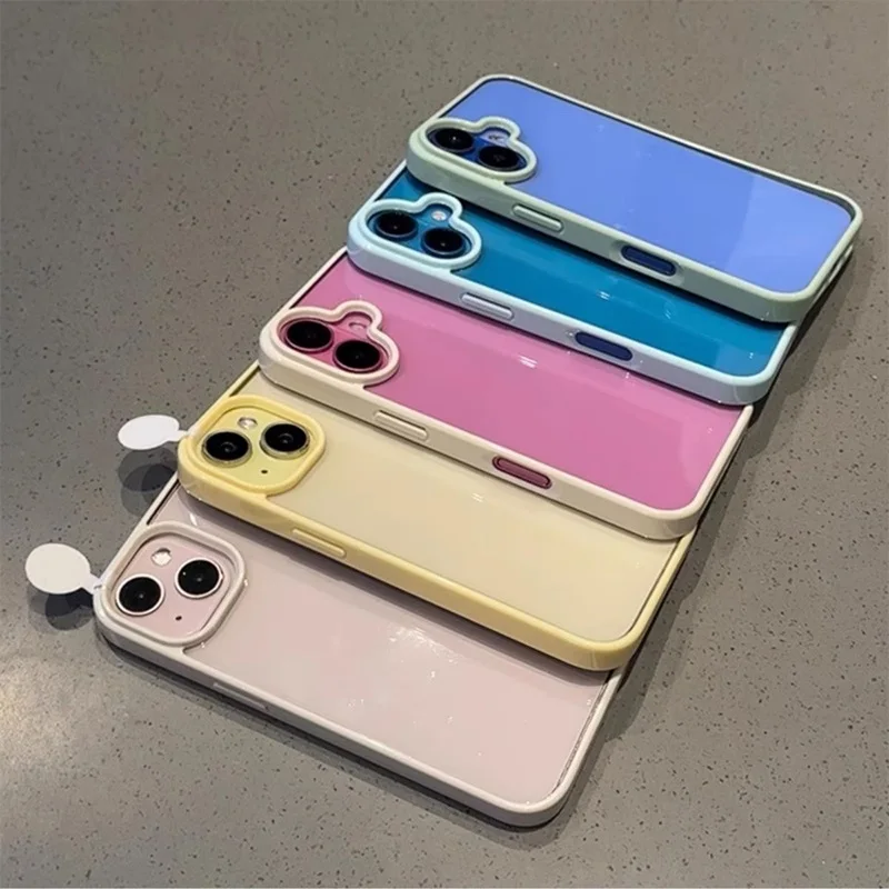 Funda de lujo transparente en colores candy para iPhone 17 16 15 14 13 12 11 Pro Max Plus 16E con borde antigolpes 4