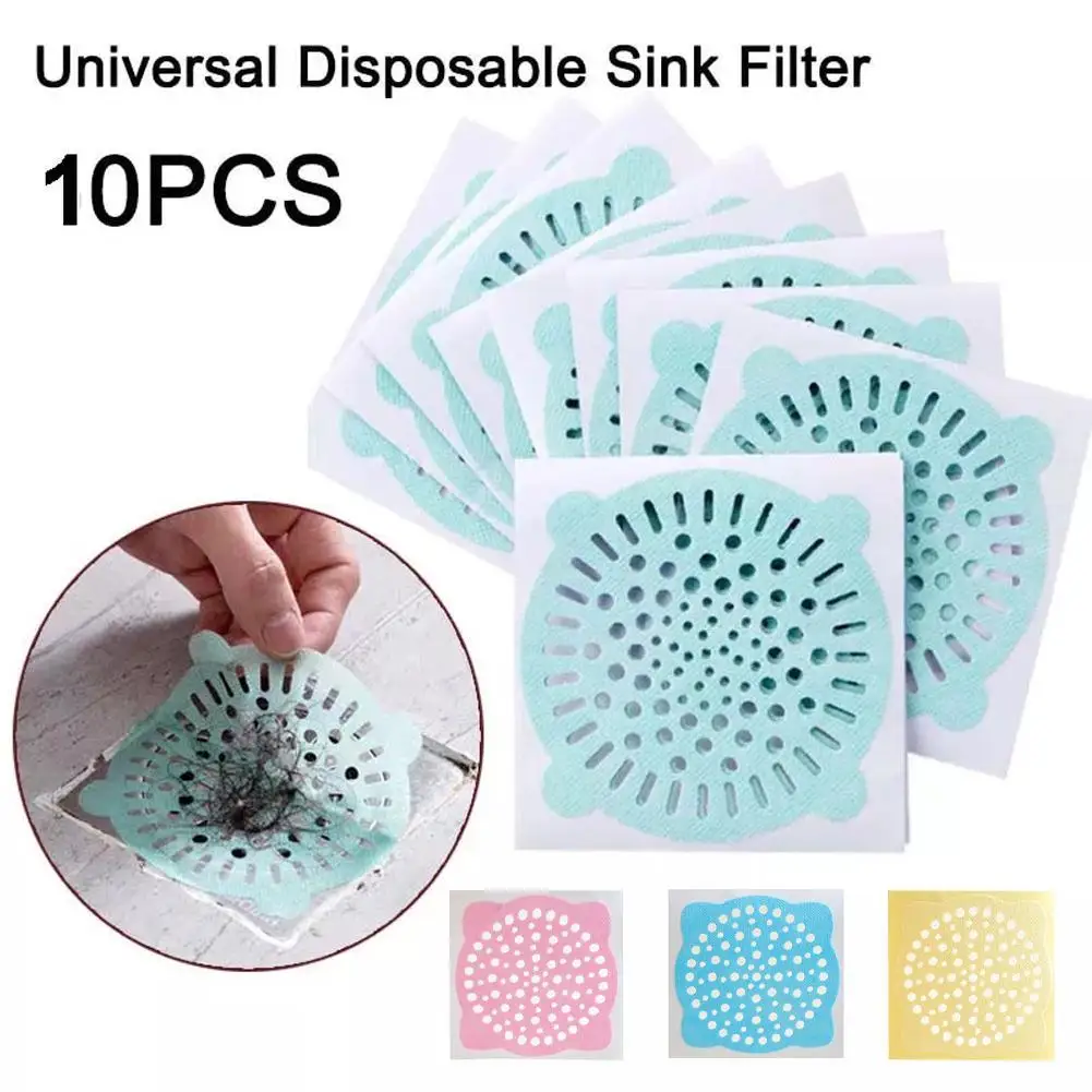 

10pcs Disposable Bathroom Sewer Outfall Sink Drain Hair Strainer Stopper Filter Sticker Kitchen Supplies Anti-Blocking Strainer