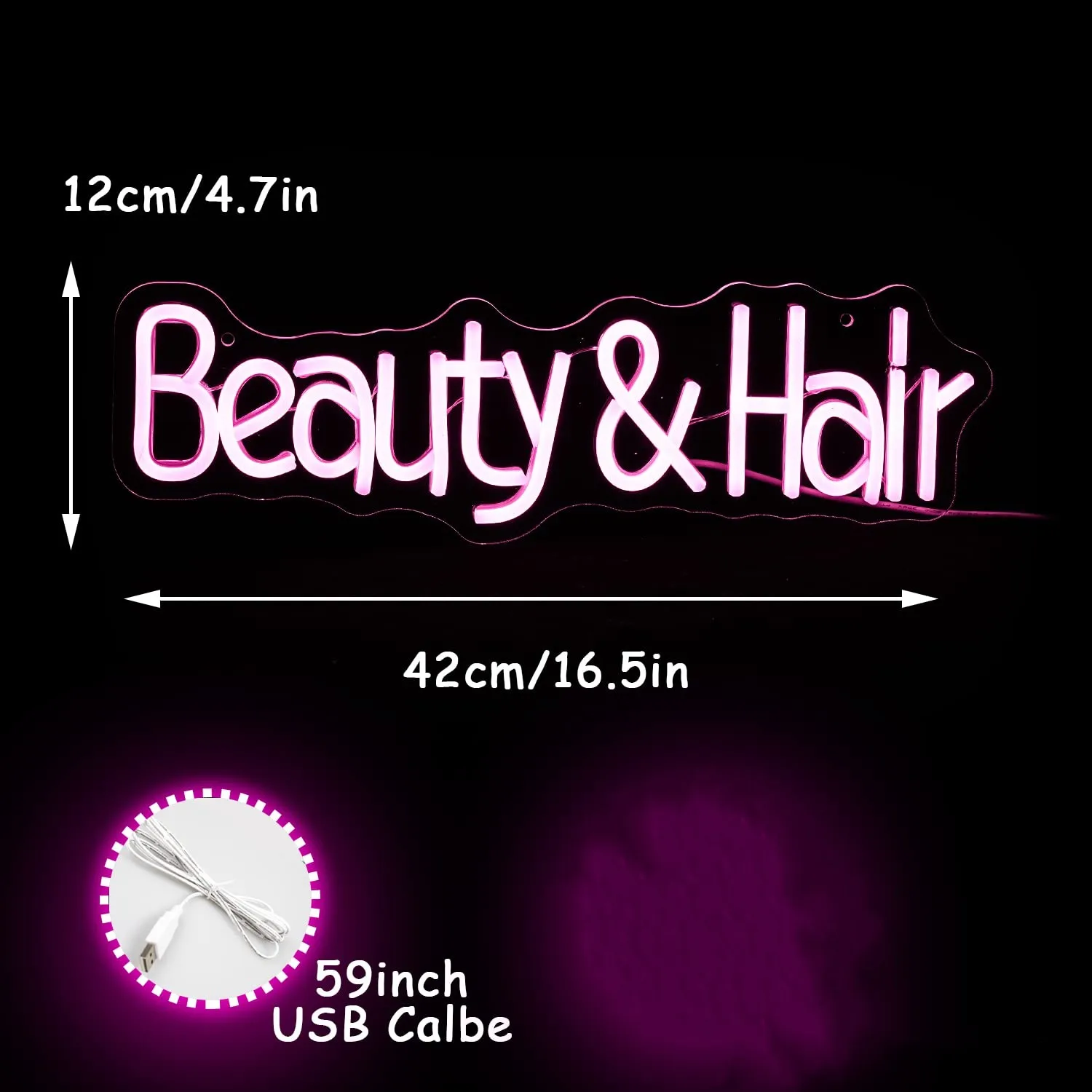 Beauty Hair Neon Signs Salon Hair Salon Sign Word LED Neon Light Sign Powered USB forBeauty Salons Decor for Girls Room Bedroom