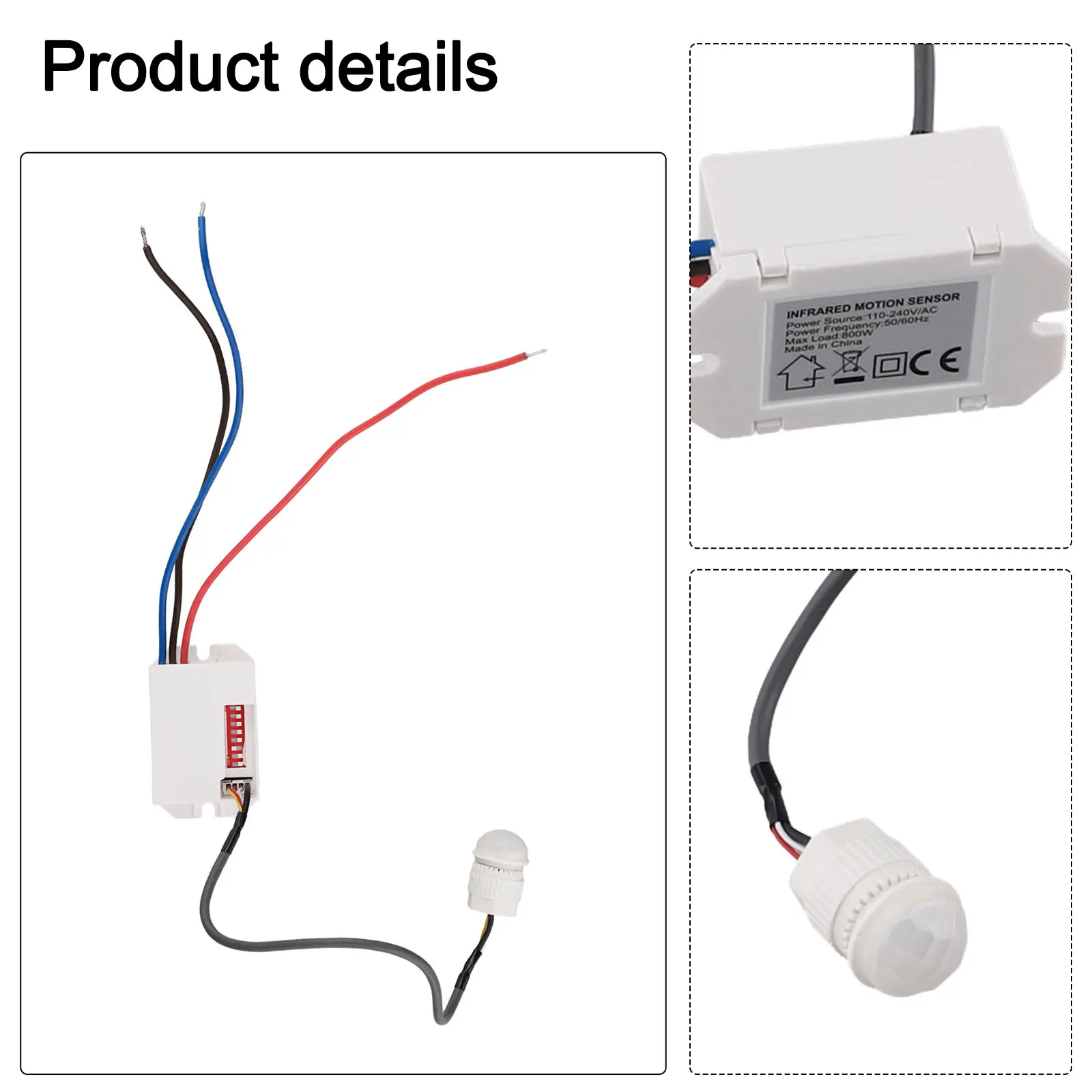 Light Switch PIR Sensor Detector Motion Occupancy Rest Dips 6m 800W Adjustable IP20 220-240V/AC 360° 50/60Hz Home