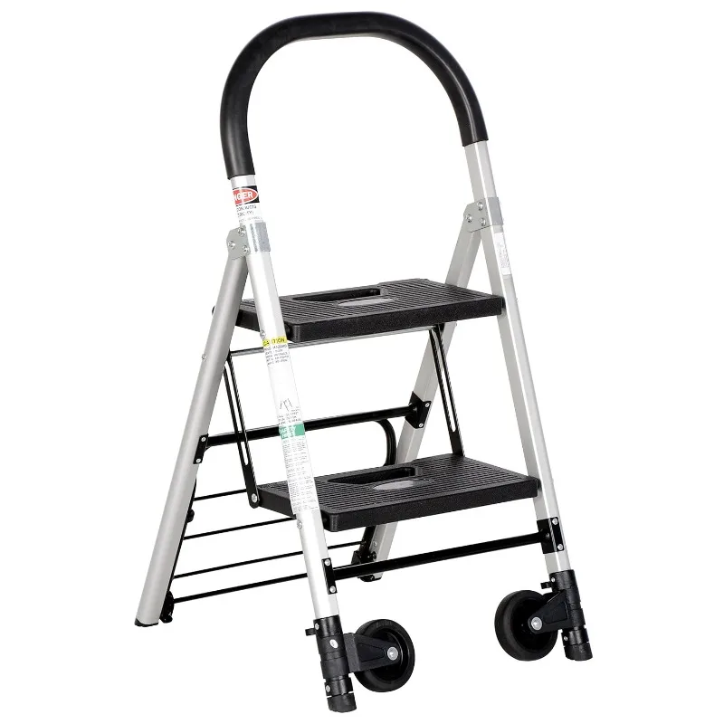 

Aluminum Ladder and Cart with 2 Step, 250 lbs Capacity Ladders, 18-1/2" Width x 39" Height x 3-1/2" Depth Folded