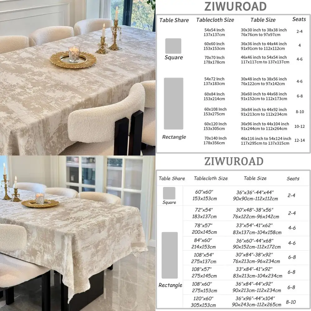

Beige 54 Square Waterproof Tablecloth, Thick Decorative Fabric for Dining, Parties, Weddings, Kitchen, Home Use