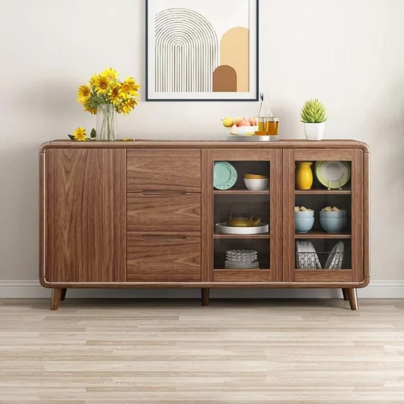 Extensible solid wood sideboard self-service cabinet for kitchen restaurant hotel with two doors