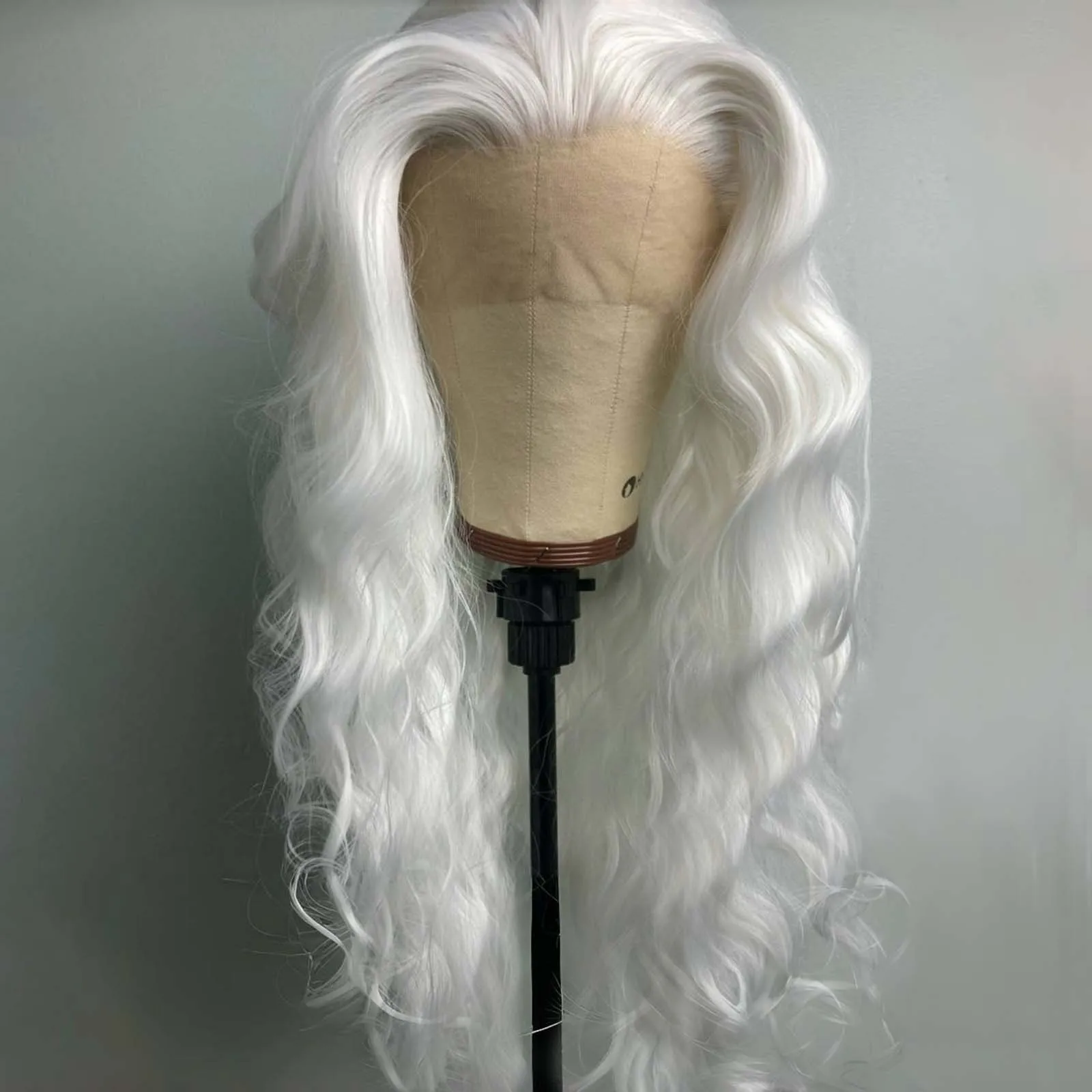 13X4 White Curly Wig Synthetic Lace Front Wig Natural Long White Blonde Colored Hair Lace Frontal Wigs for Women Party Cosplay