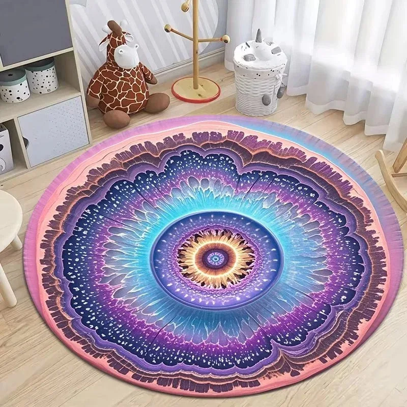 Natural Woodland Charm Round Rug with Tree Ring Pattern – Trunk-Inspired Floor Decor for Cozy, Earthy Interiors