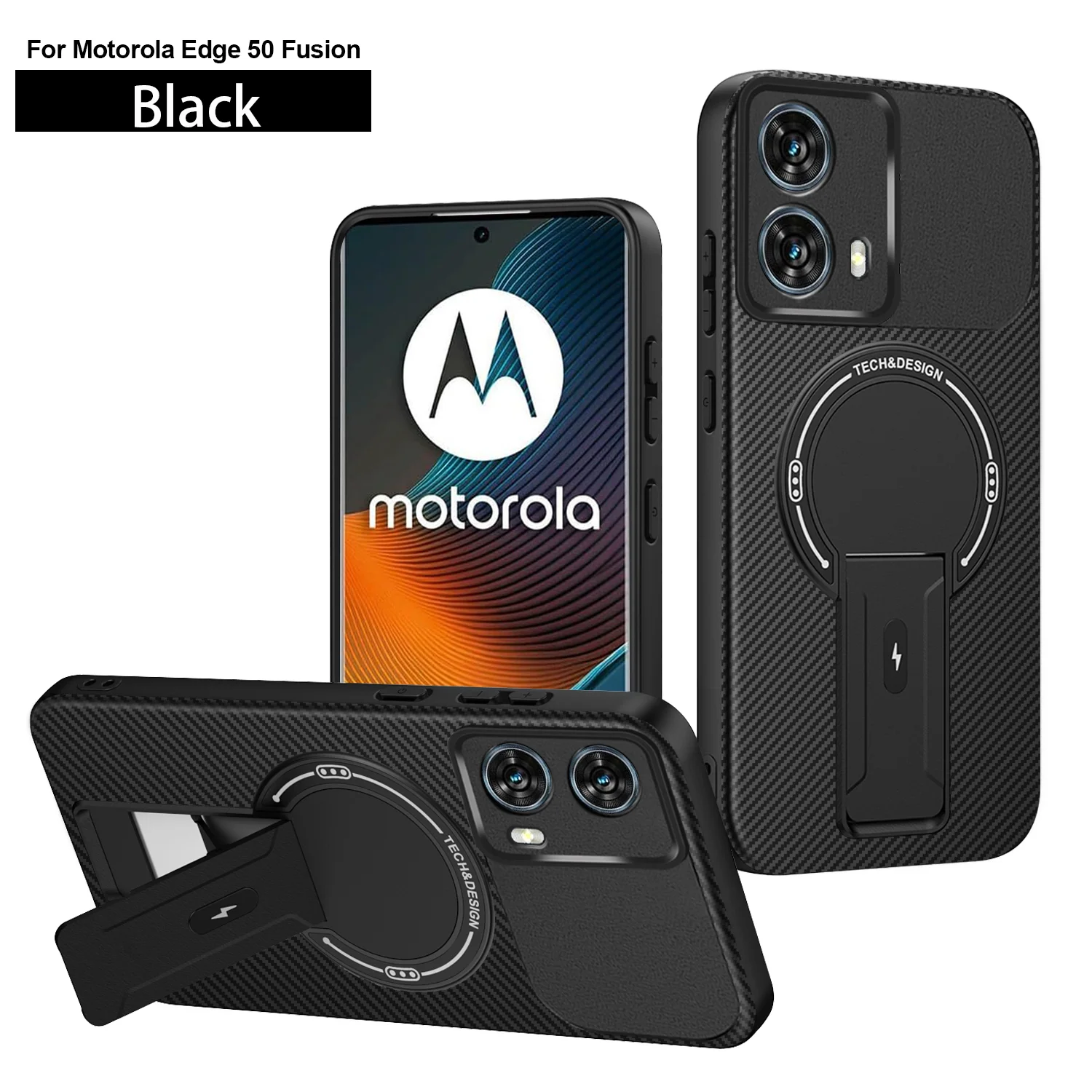 

For Motorola Moto Edge 50 Fusion Case Deluxe Kevlar Frosted Stand Cover For Motorola Edge50 Fusion Shockproof Bumper Funda