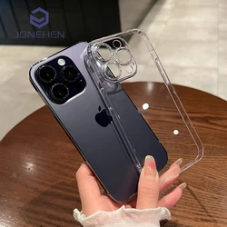 Anti Yellowing Crystal Clear Case For iPhone 12 13 14 Plus 15 16 Pro Max Transparent Back Cover Ultra Thin PC Lens Protection
