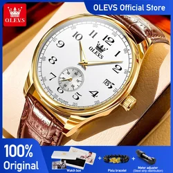 OLEVS Original Waterproof Men's Watches Digital Mirror Quartz Watch for Man Luminous Stainless Steel Wristwatch Male Date Week