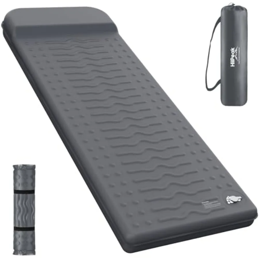 

Memory Sleeping Pad Compact 3" Thick Foam Sleeping Mats with Pillow 9.5 R-Value Insulated Camping Mattress Pad Easy Inflate and