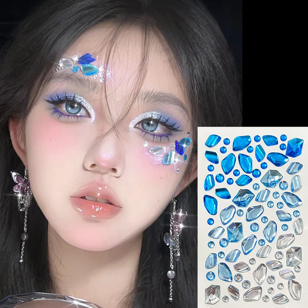 3d glänzende Kristall aufkleber selbst klebende Gesicht Kristall perlen aufkleber Frauen augen Gesicht Körper y2k koreanische Bowknot Aufkleber Make-up-Werkzeuge