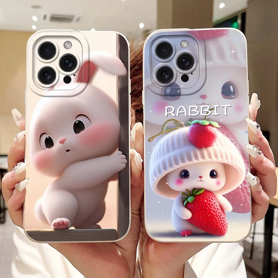 آيفون 15 برو ماكس 15 برو لطيف أرنب القط الكرتون جراب هاتف آيفون 15 برو 15ProMax للصدمات لينة سيليكون حالات مصدات #1