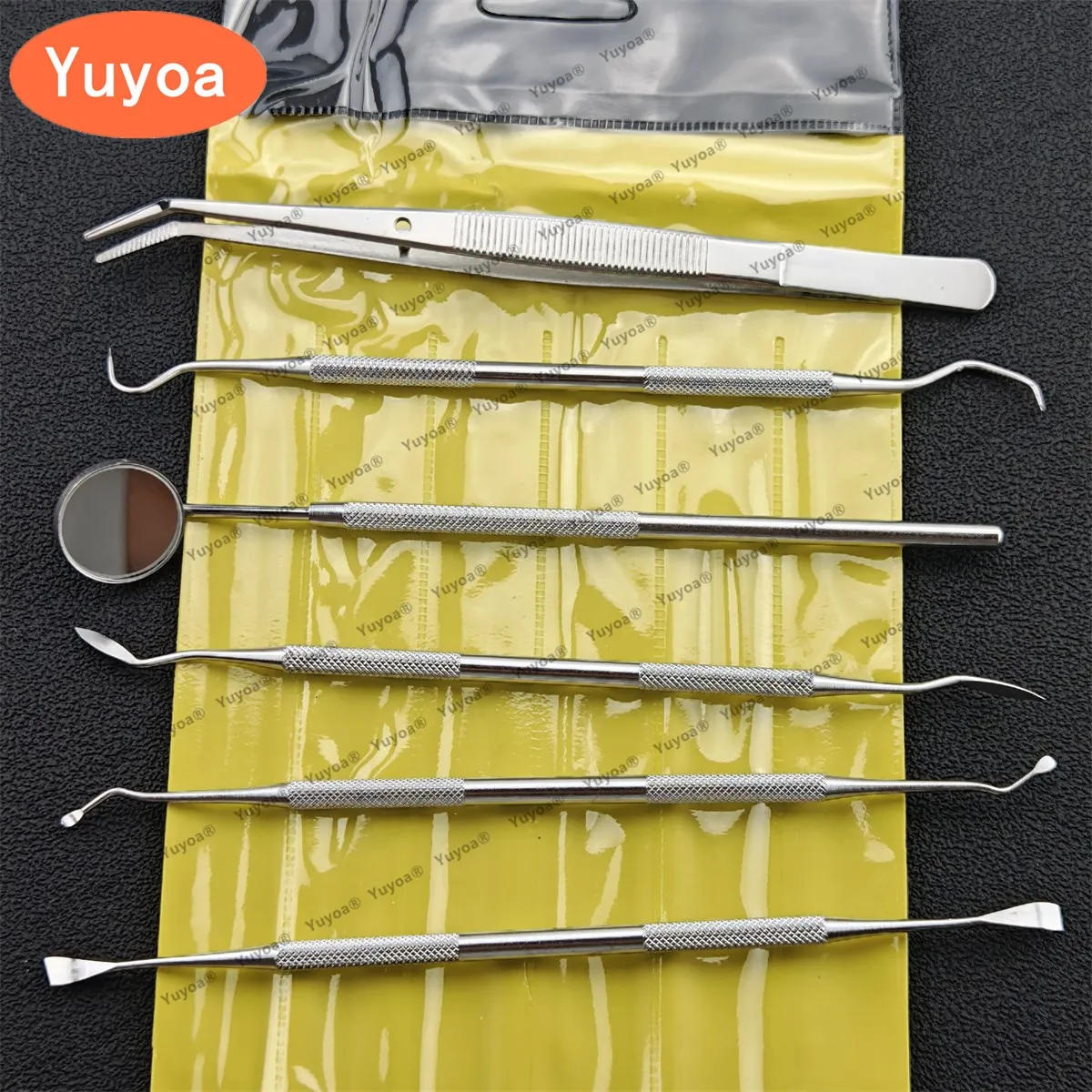 5 x 6pcs/kit Dental Tools Mouth Mirror Dental Tweezer Pick Probe Tooth Scrape Plaque Tartar Stain Remover Dentist Teeth Cleaning