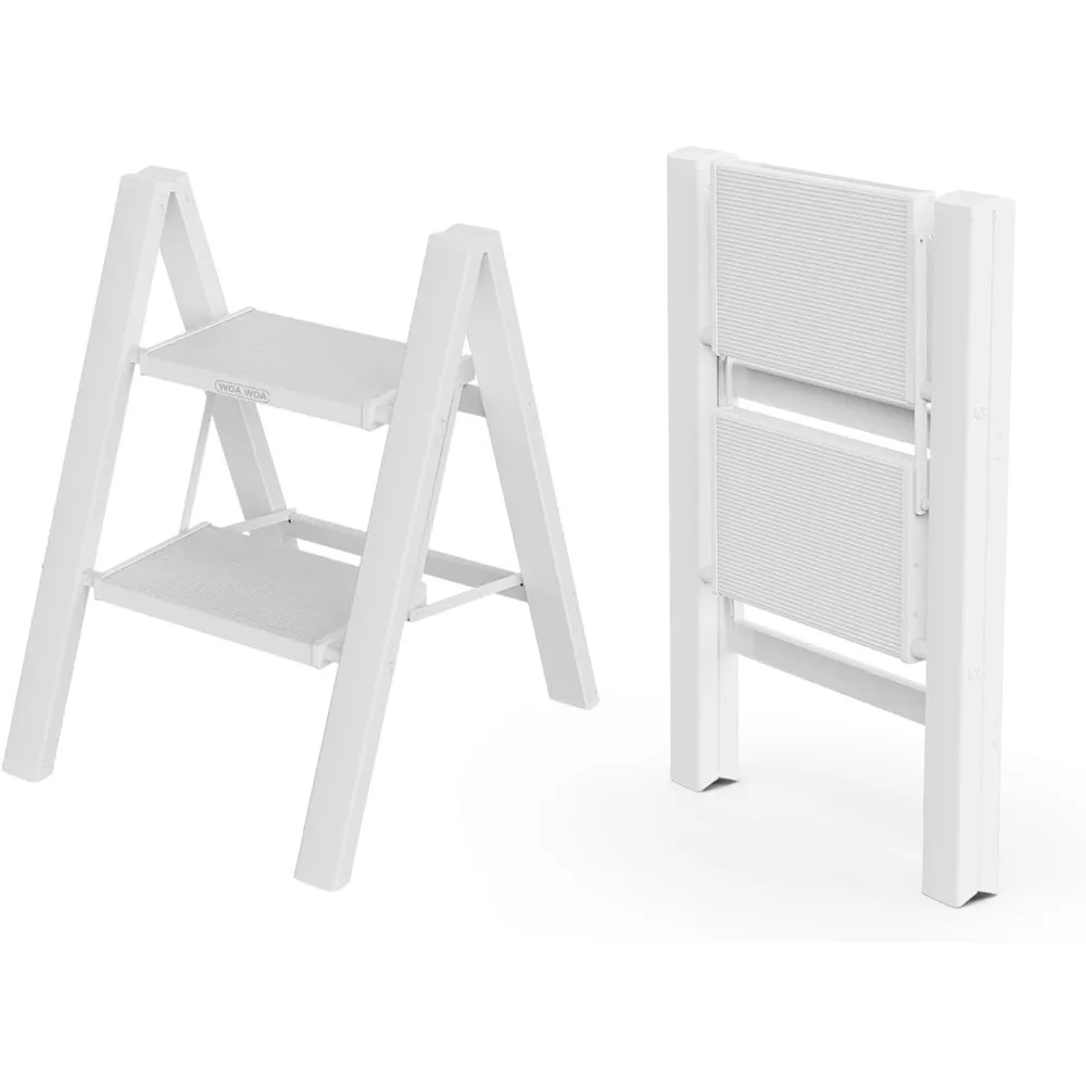 

Step Ladder, Widen Pedals Foldable Step Stool, Lightweight Aluminum Ladder, Easy to Move Around, Anti-Slip Foot Stepladder for