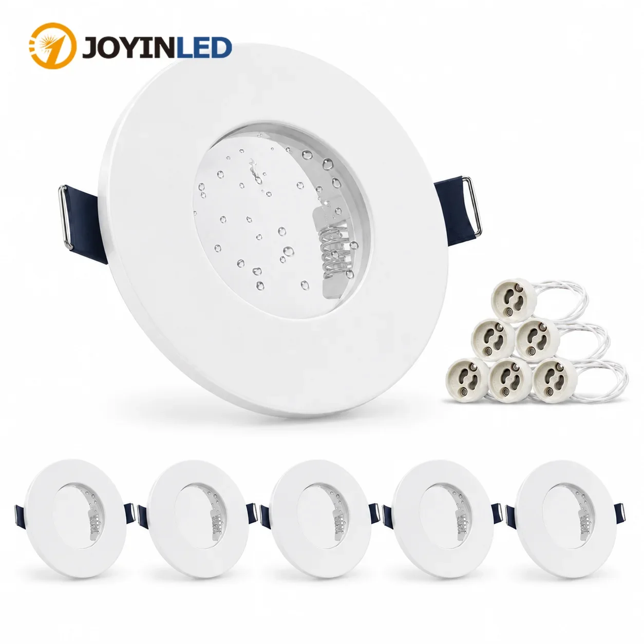 JOYINLED Waterproof Spotlight Housing 6 Pack GU10 Aluminum Round Recessed Home Lighting for Bedroom Retail Store Bathroom