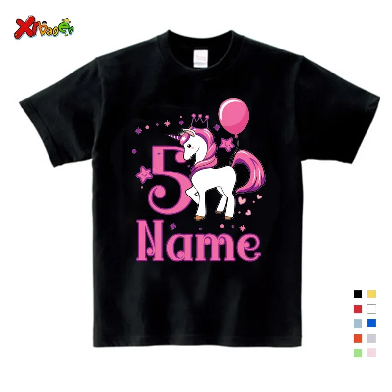 Girls Clothes Custom Name Girl Birthday T Shirt Children's T-Shirt  Kids Shirt Child Baby Toddler Unicorn Party Tee Top Clothing