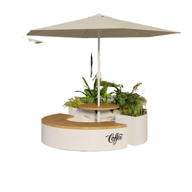 Wrought Iron Outdoor Flower Box Bench Stainless Steel Planter Seat Square Commercial Patio Rest Stool Integrated Garden Decor