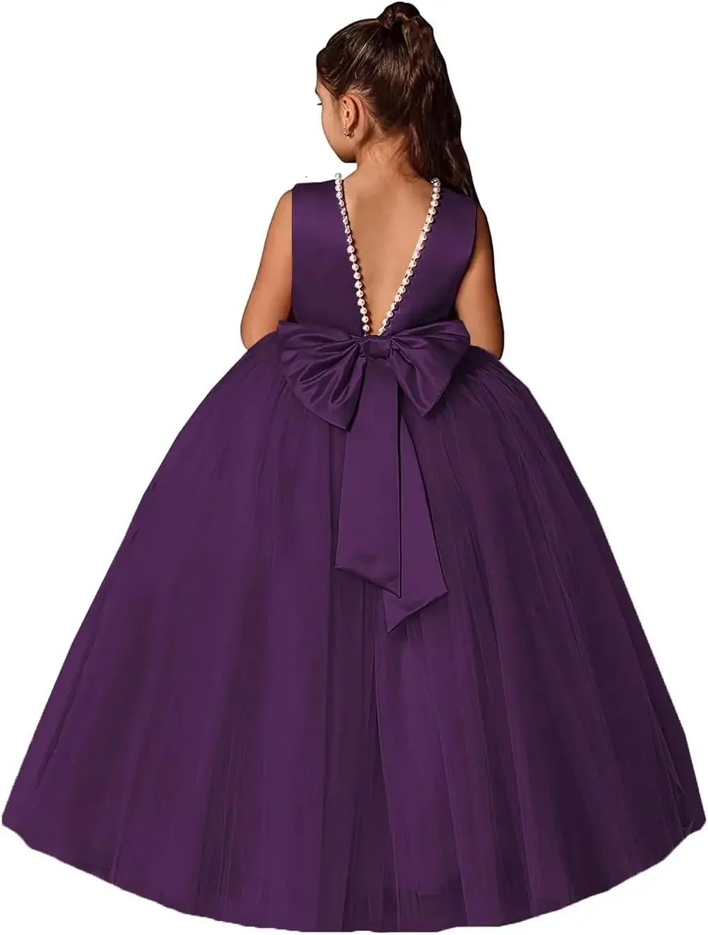 Tulle Pageant Dress Baby Girl Dress Flower Girls Dresses for Wedding Party Princess Pageant Dress Pearls First Communion Gowns