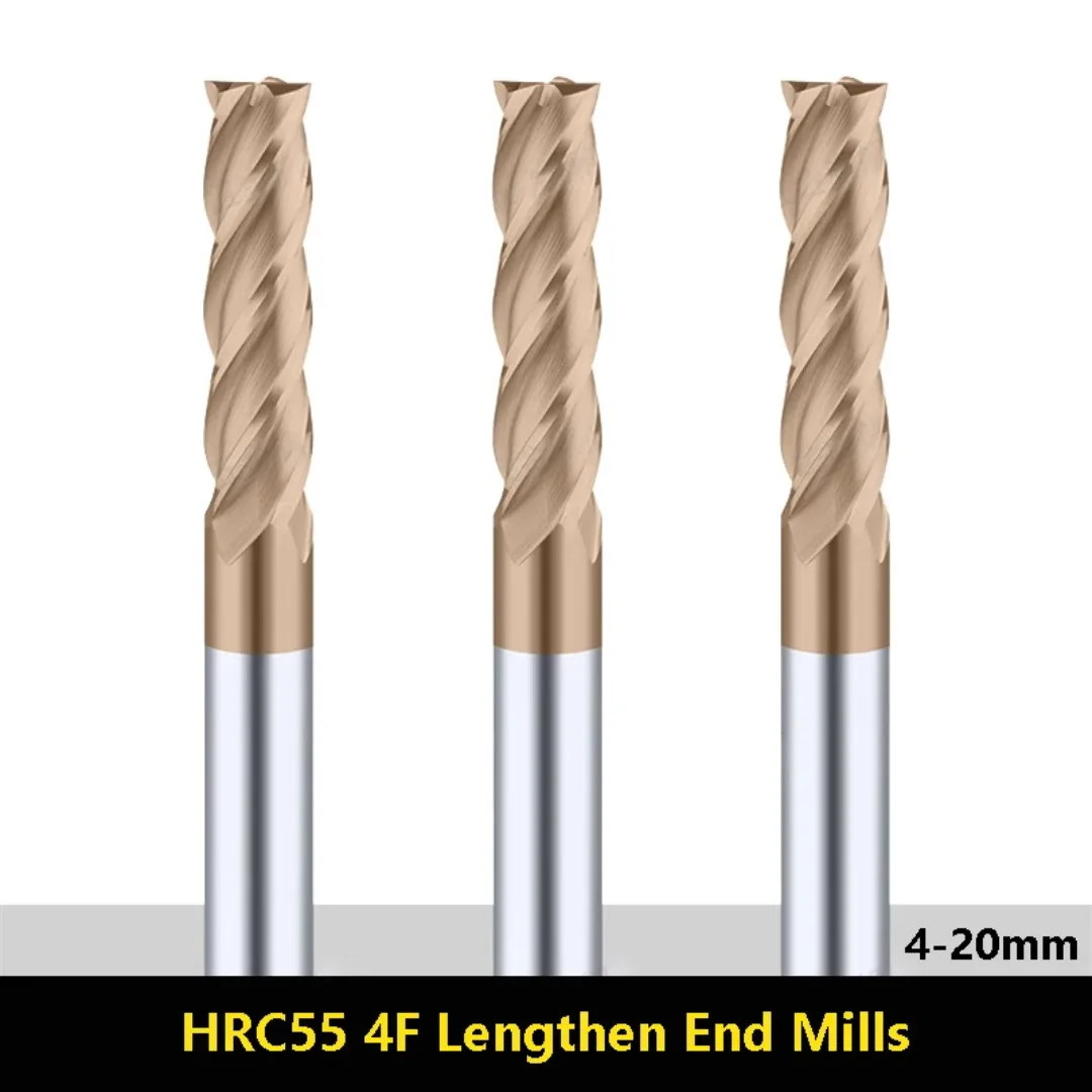 

BEYOND Tungsten Steel Lengthened End Mills HRC55 4 Flute Solid Carbide 120 150 200 250 300 Long Milling Tools Router Bit CNC