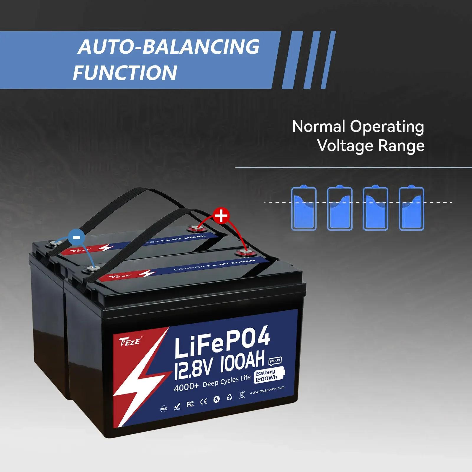 8000 Cycle 12V 24V Lifepo4 Battery Packs 12v 24v 100Ah 200Ah BMS Solar Lithium Ion Batteries With Heating and Bluetooth