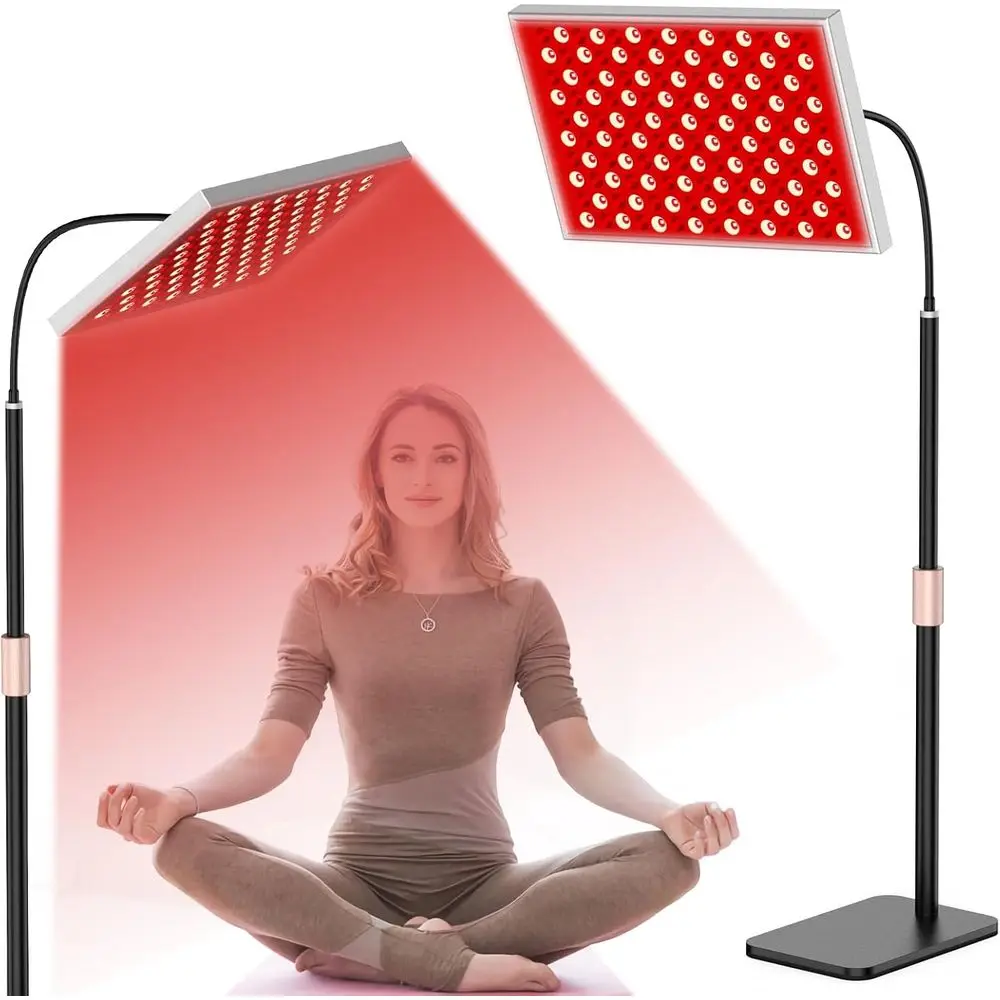 Red Light Therapy Panel with Stand: 660nm Deep Red & 850nm Near Infrared LED Device for Home and Body Use