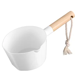 Hemoton Water Ladle Long Wooden Handle Water Scoop Bath Ladle Dipper for Home Kitchen Bathroom