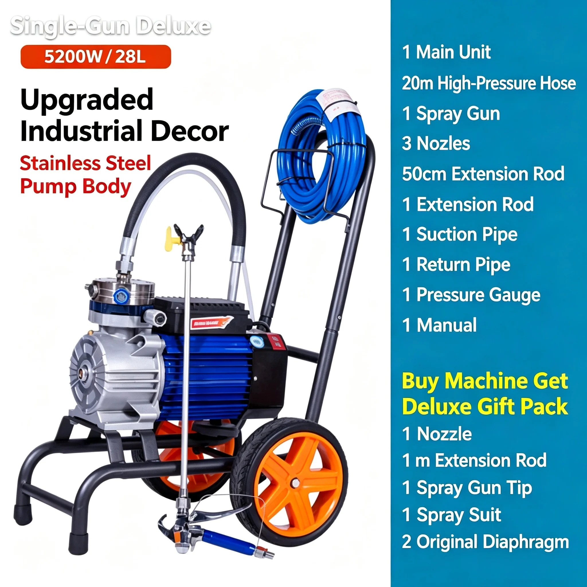 Automatic High Pressure Airless Paint Sprayer Portable High Power Electric Spray Gun Machine For Latex Paint Coating