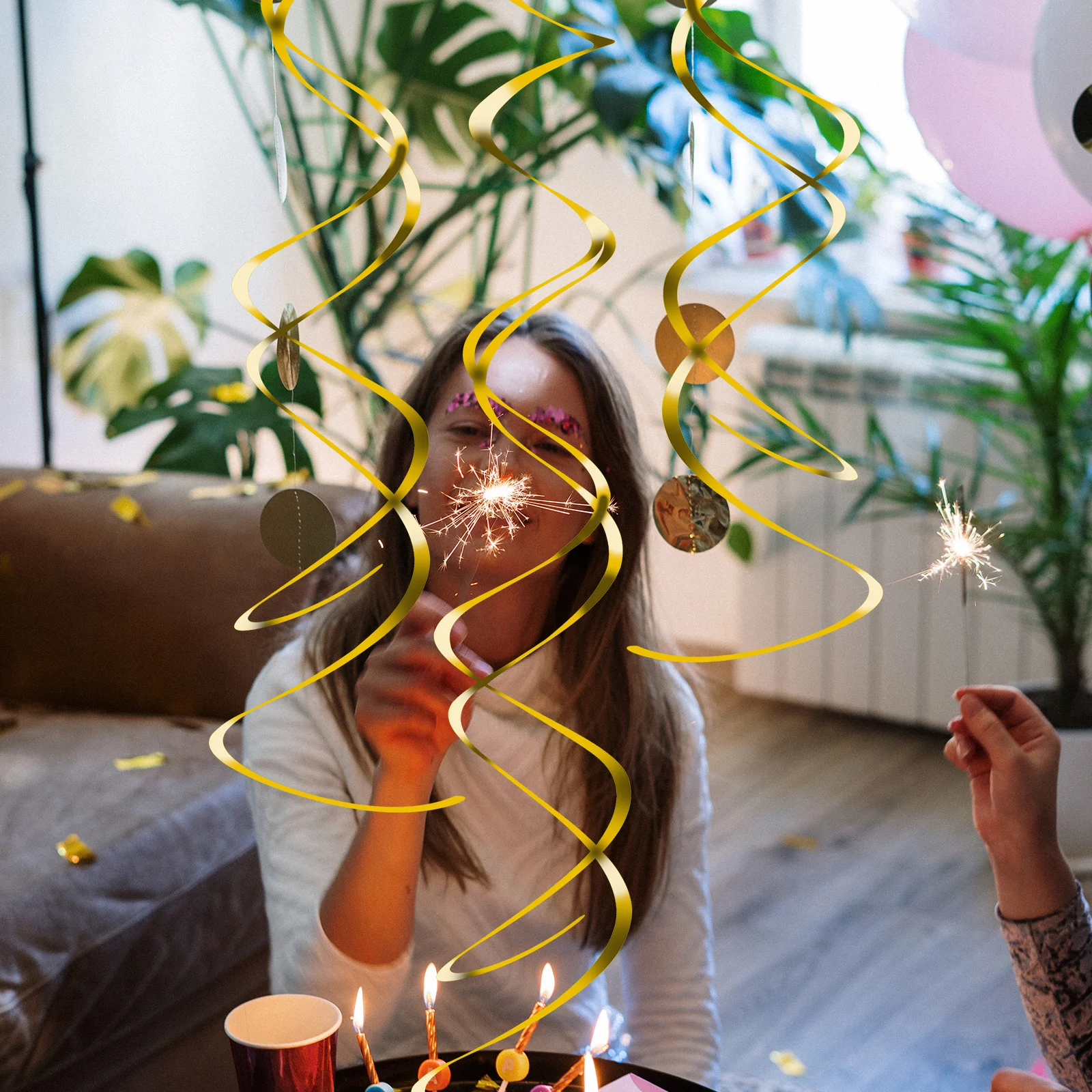 

30Pcs Ceiling Hanging Swirl Decoration Bright PVC Party Background Versatile Use Festive Atmosphere Hanging Swirl Decorations