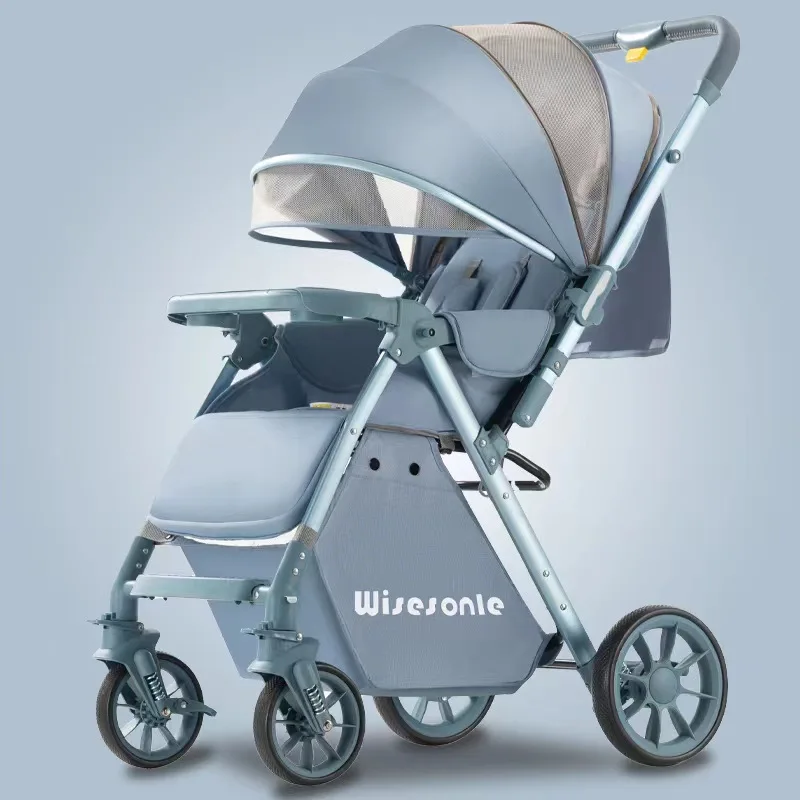 Stroller Bidirectional High View Stroller Can Sit and Lie Light Folding Baby Stroller Trolley Baby Accessories