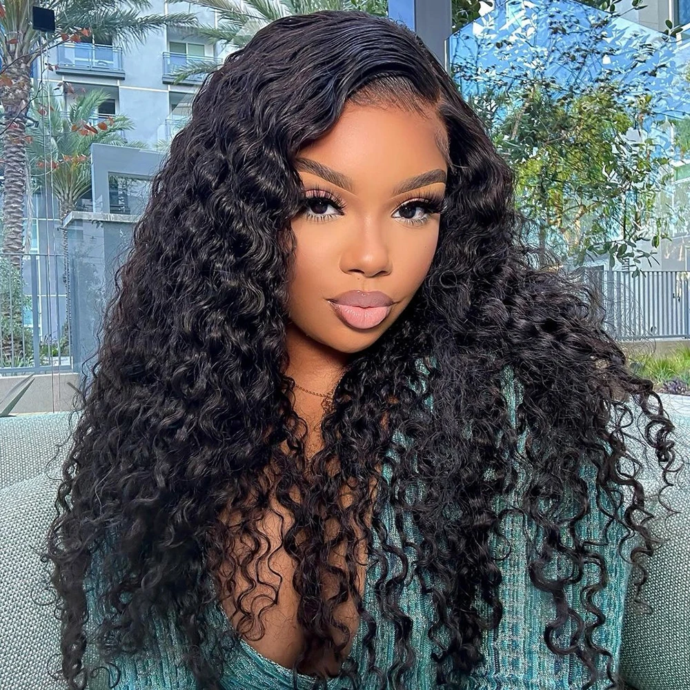 13x4 Curly Lace Front Deep Wave Wigs For Women Lace Frontal Brazilian Wigs Human Hair Pre Plucked 4x4 HD Lace Closure Wig Yarra