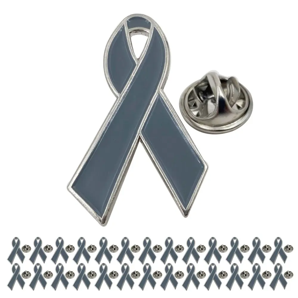 5/10/50/100 pièces Épingles à ruban gris pour la sensibilisation au Parkinson, au diabète et au cancer du cerveau
