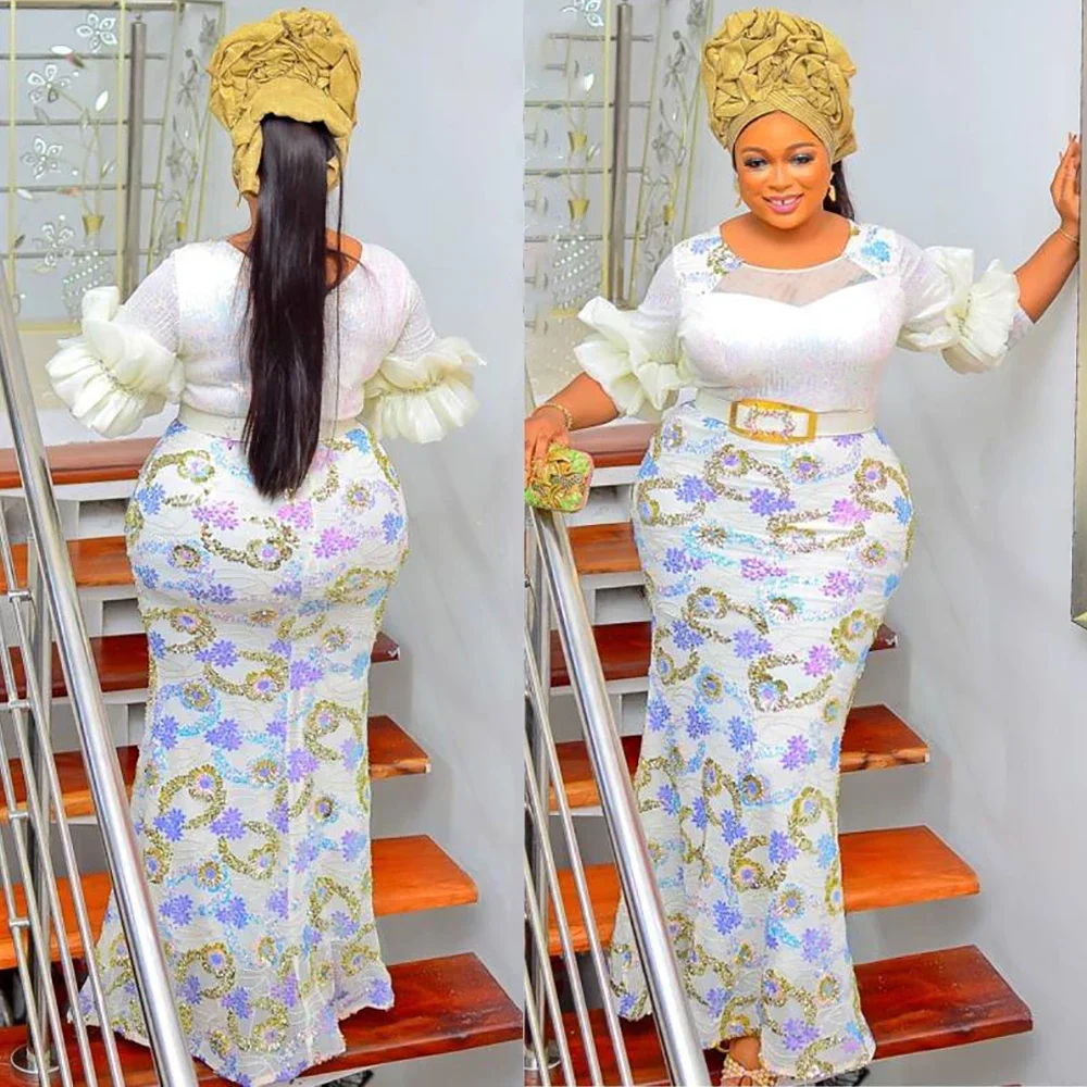 Роскошное африканское платье больших размеров с блестками для женщин, элегантные женские вечерние платья с поясом, сексуальное женское облегающее платье для свадебной вечеринки