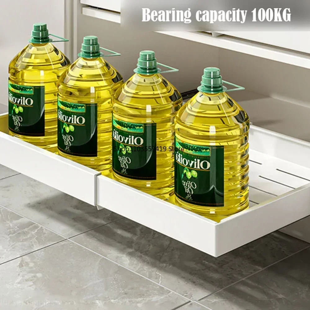 New Scalable Pull-out Kitchen Storage Rack with Slide Rails Drawer Type Storage Tray Spice Box Storage Rack Cabinets Organizer