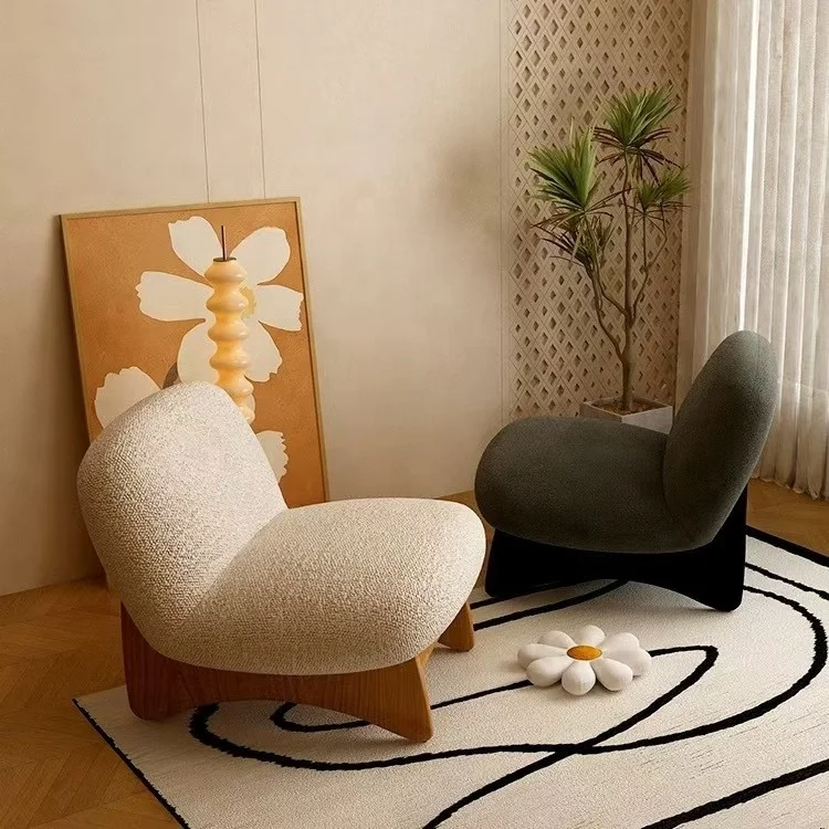 #Modern Simple Tufted Alpaca Velvet Armless Leisure Sofa Chair for Apartment Hotel Villa Bedroom Use Sold in One Piece