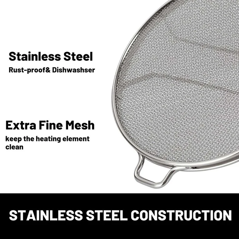 2X Stainless Steel Splatter Shield For Ninja Foodi IG600 IG601 IG651 Accessories Grill Dishwasher Safe & Reusable