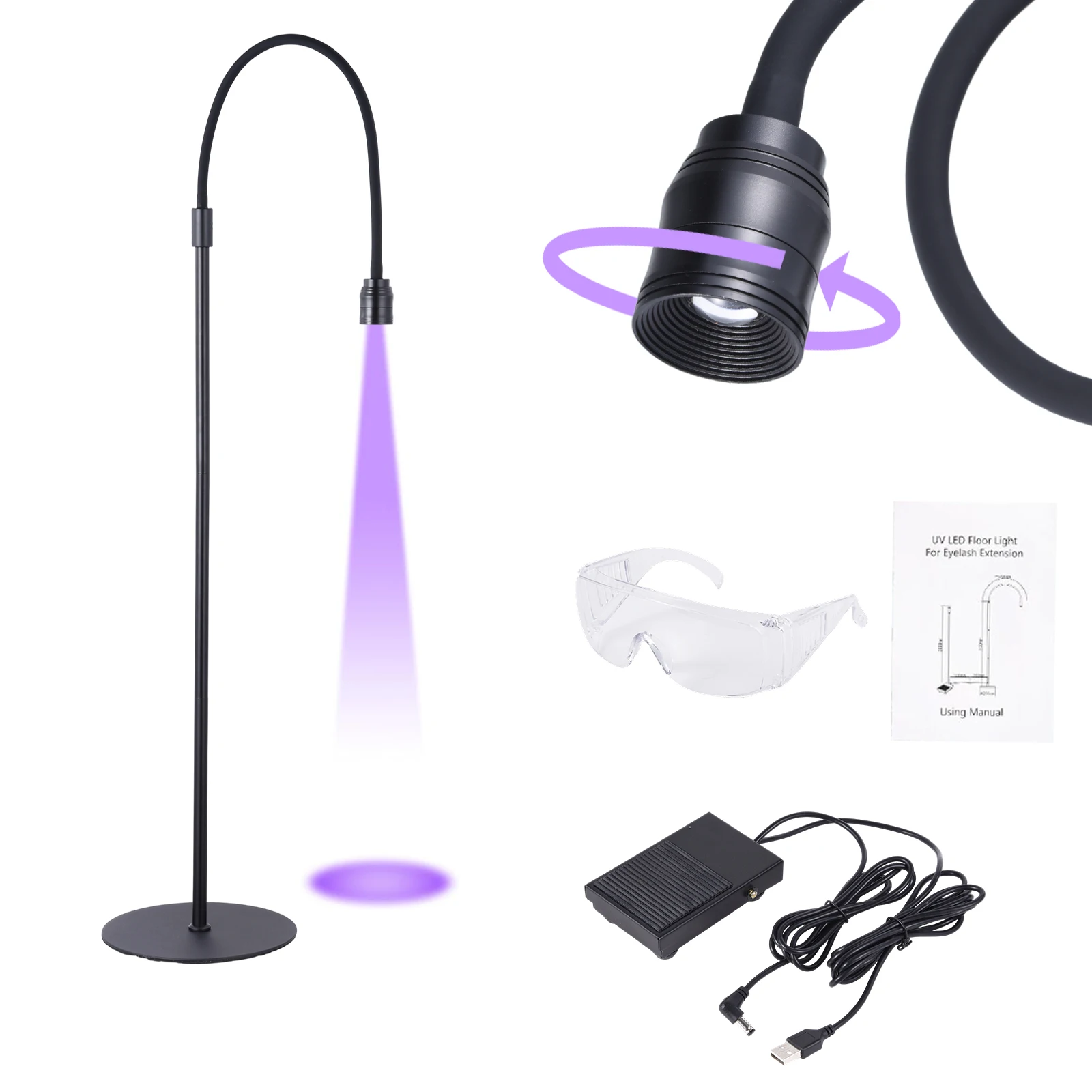 

Регулируемый УФ-светильник для наращивания ресниц, светодиодная лампа с переменным углом для прецизионных работ в салонах красоты и студии ногтей