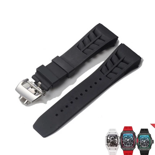

Soft silicone strap For Richard Mille RM53/055/011/050 men's waterproof and sweat proof rubber bracelet 25mm Watch accessories