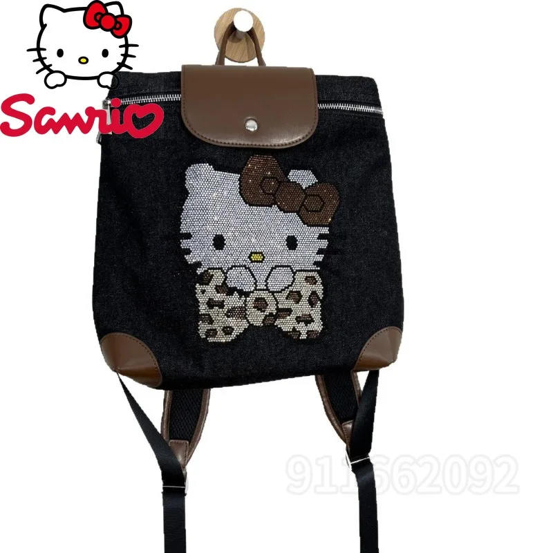 Sanrio Hello Kitty New Women's Diamond Backpack Cartoon Cute Women's Backpack Casual Fashion Women's Backpack Large Capacity