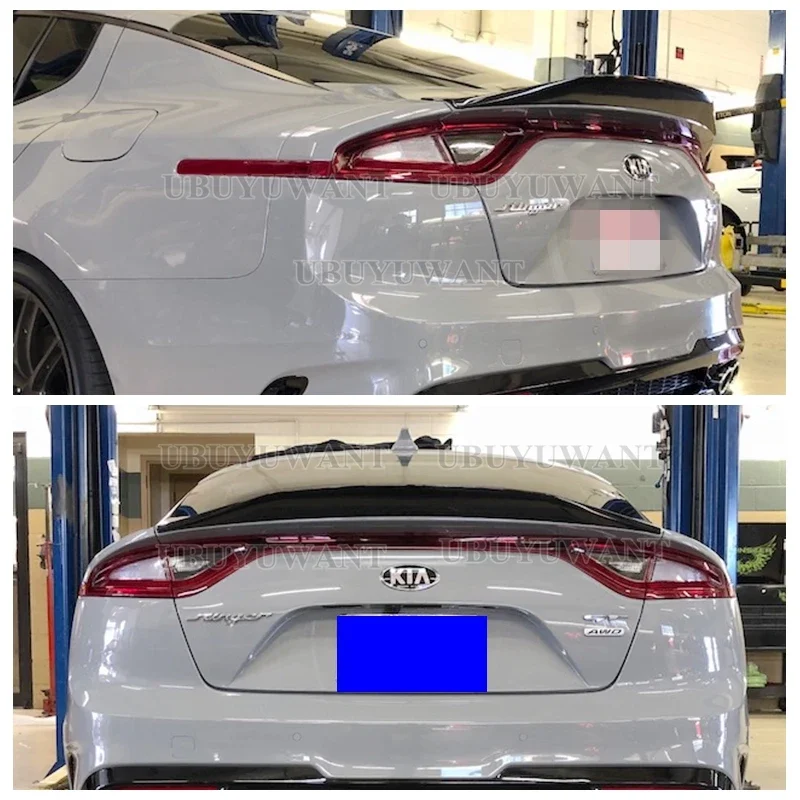 Use for KIA K8 Stinger Spoiler Real Glossy Carbon Fiber Rear Wing R Style Sport Accessories Body Kit Stinger Rear Spoiler 14-19