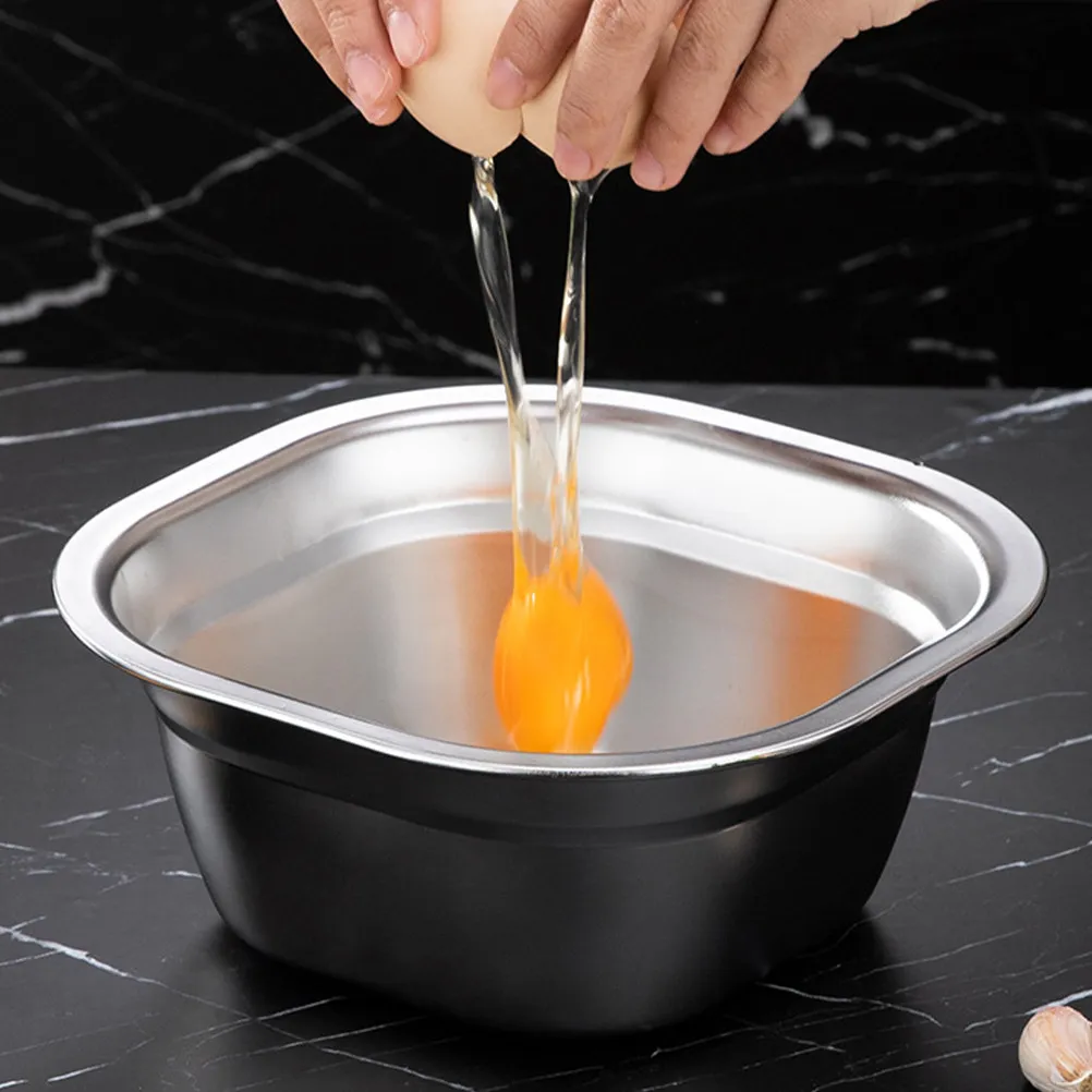

Stainless Steel Large Capacity Square Basin Vegetable Washing Fruit Cleaning Soup Making Kitchen Prep Mixing Bowl Buffet Serving