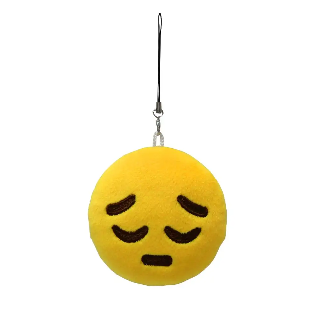 Round Stuffed Plush Charm Key Chain Strap Emoticon Phone Strap DIY Keyring Fashion Gift Unhappy Blowing Kiss Wink Snicker