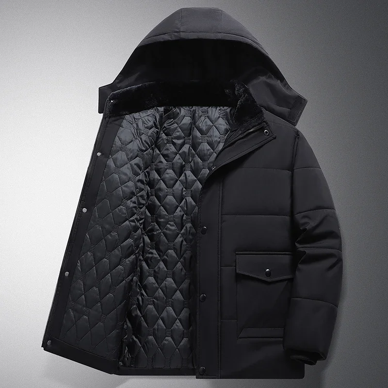 Plus Size 6XL 7XL 8XL Thicken Warm Winter Jacket Men Streetwear Business Middle aged Removed Hoodies Parkas Coats Male Clothing