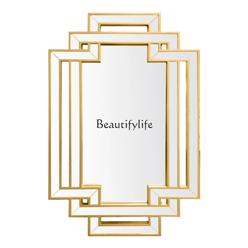 

Household wall-mounted simple cosmetic mirror light luxury square porch wall-mounted decorative mirror