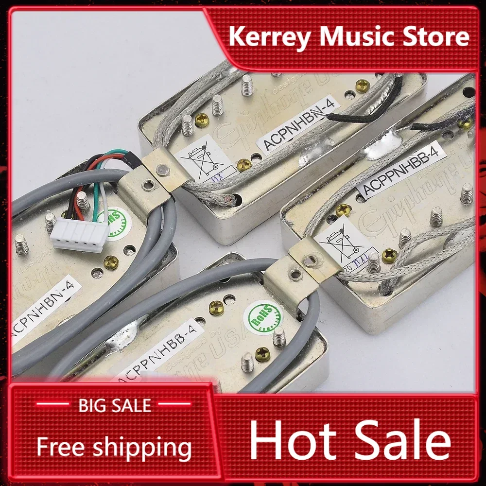 

"PRO Alnico Humbucker Set - Nickel/Gold Cover Pickups for L P & SG (Neck+Bridge)"